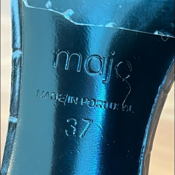 Maje Crocodile Embossed Buckle Heeled Sandals - Picture 10 of 13